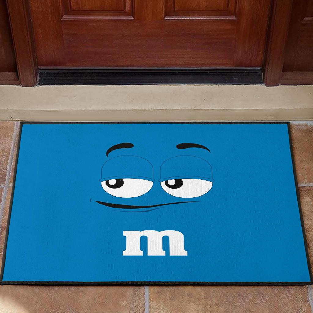 Chocolate M&M Blue Rubber Doormats
