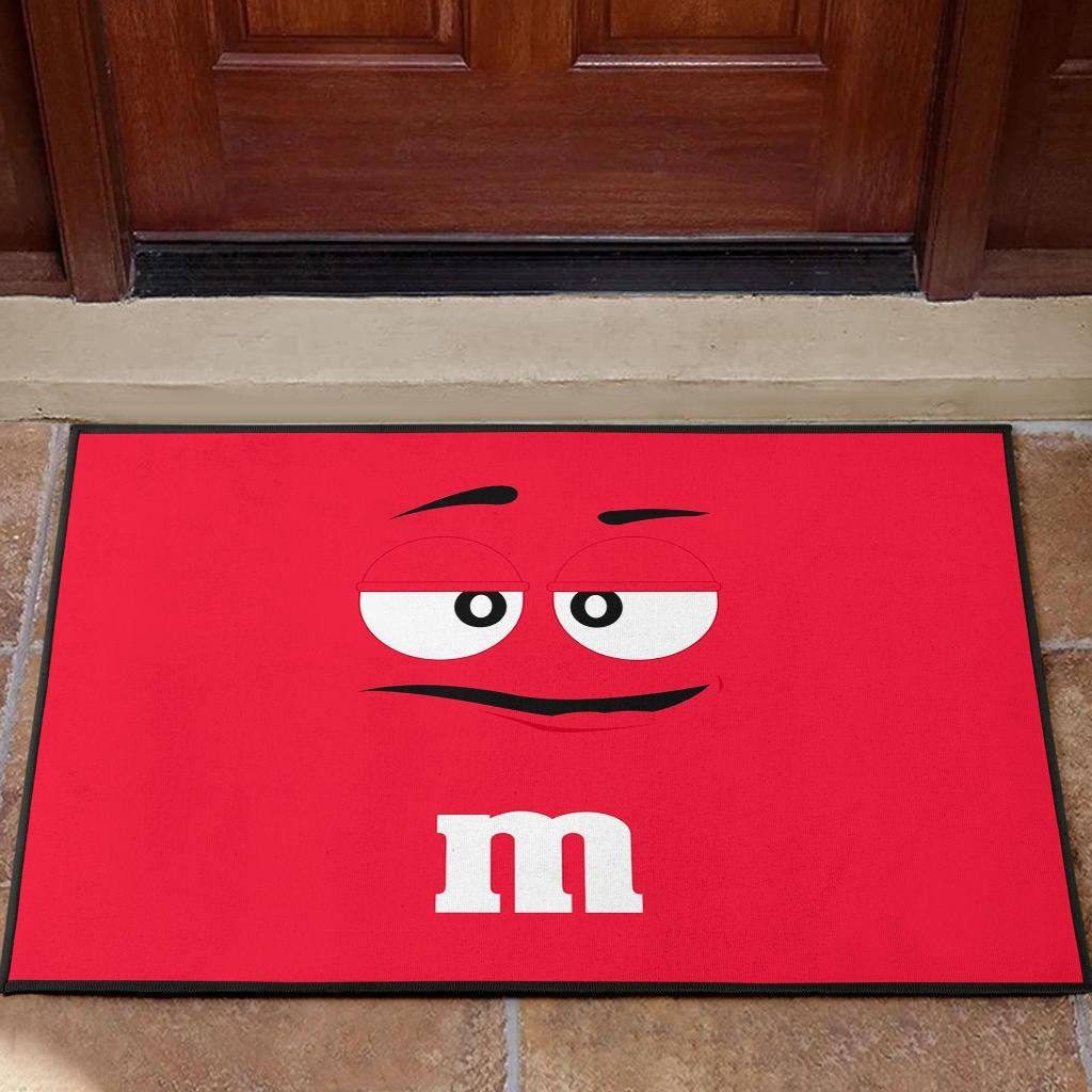 Chocolate M&M Red Rubber Doormats