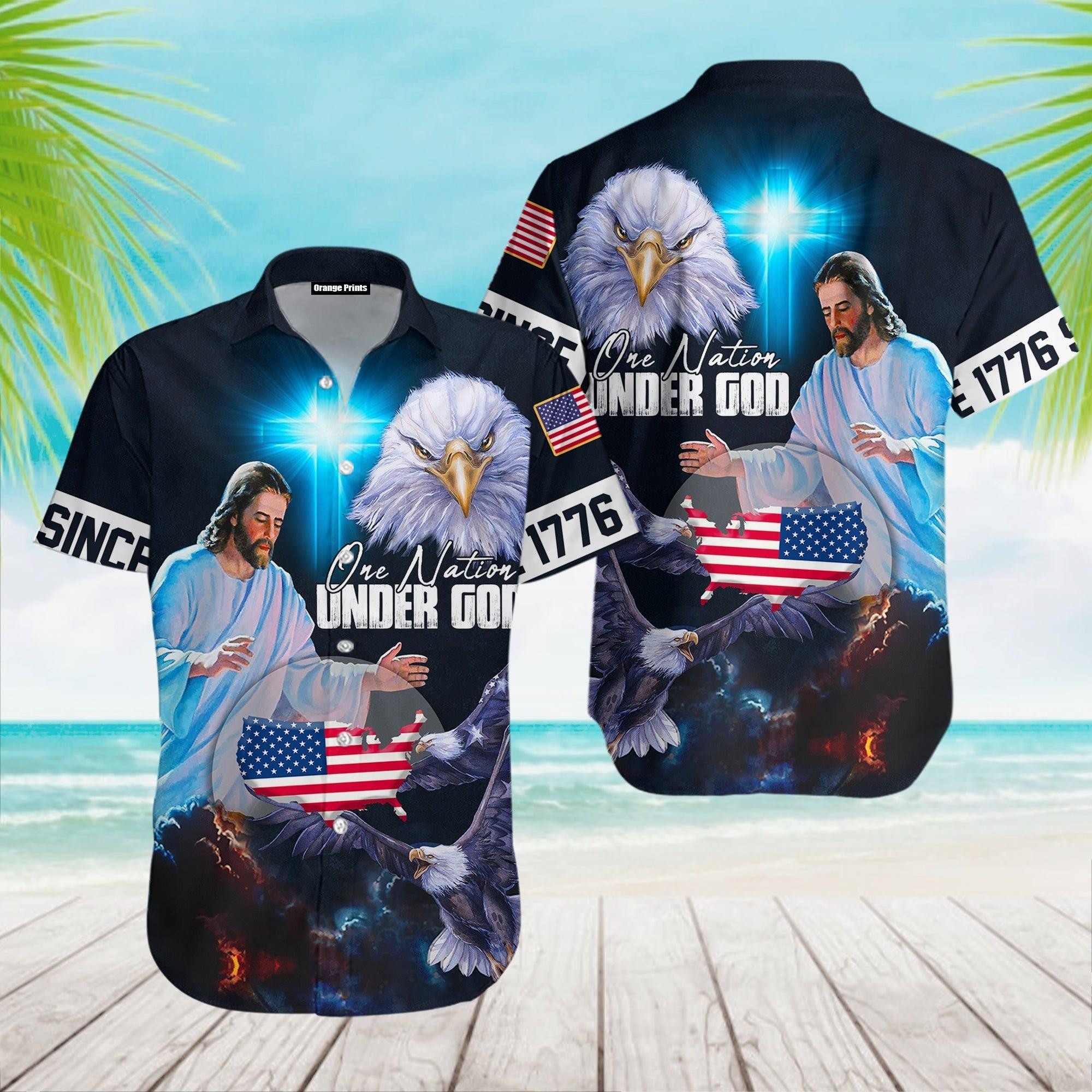 Christian Jesus One Nation Under God Since 1776 Hawaiian Shirt