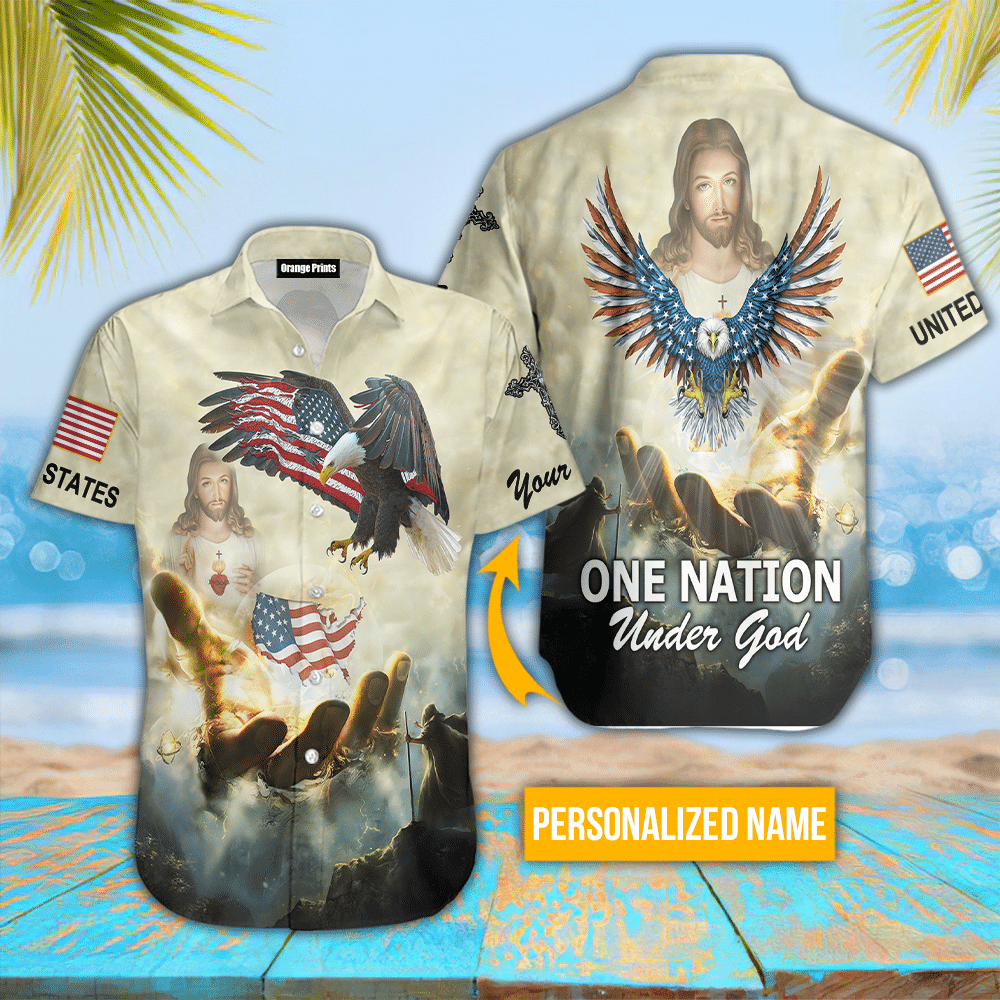 Christian One Nation Under God Personalized Hawaiian Shirt