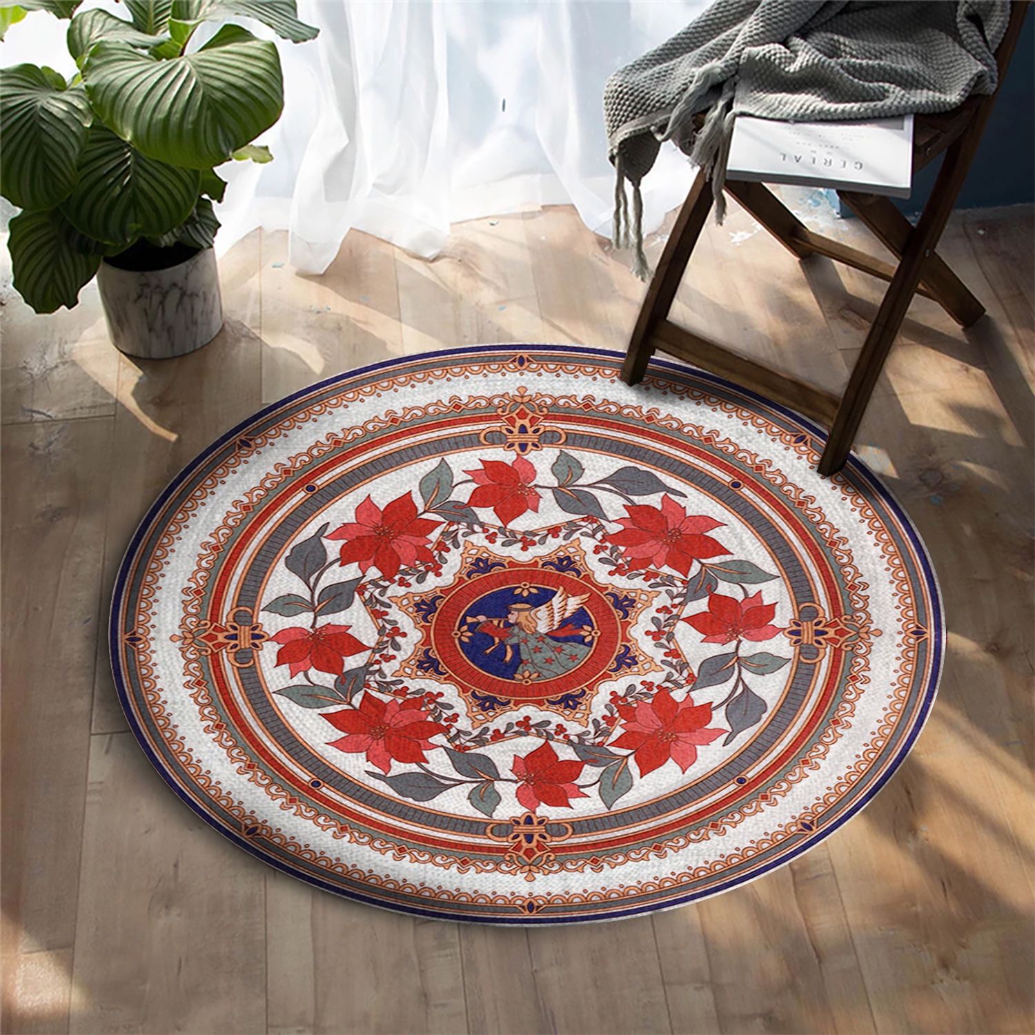 Christmas Angel Round Rug Carpet Bedroom Livingroom Home Decor