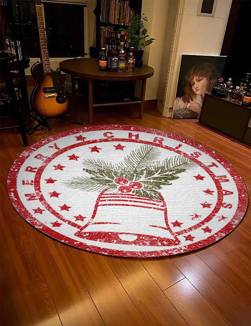Christmas Bell Round Rug Carpet Bedroom Livingroom Home Decor