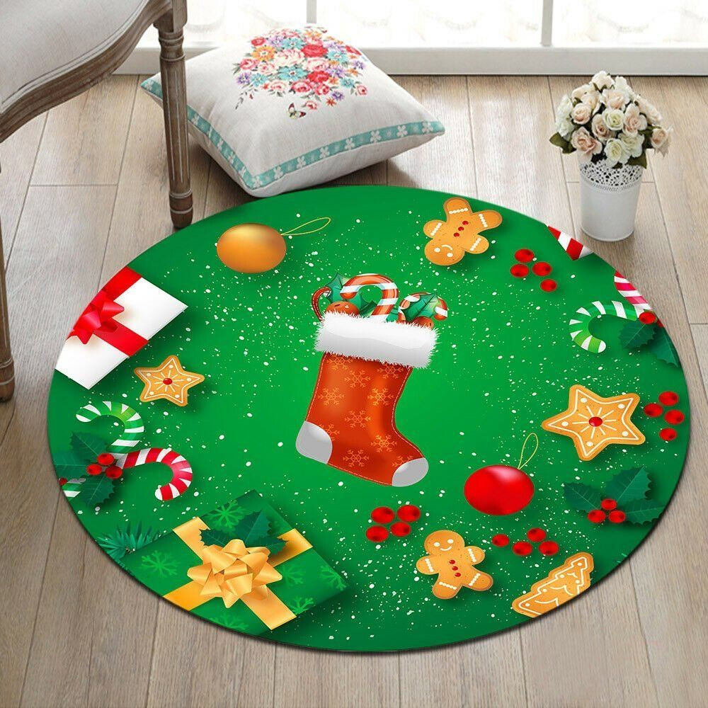 Christmas Decor Round Rug Carpet Bedroom Livingroom Home Decor