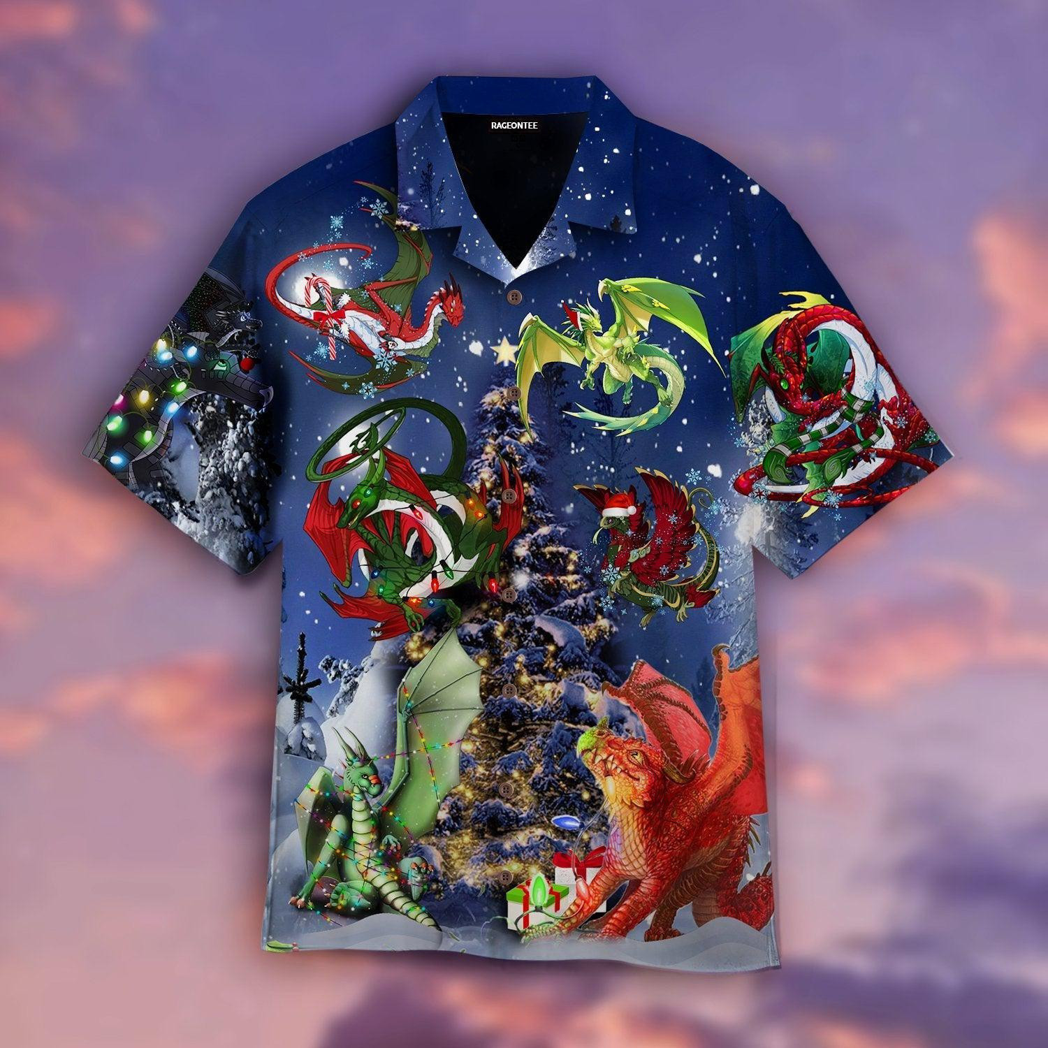 Christmas Dragon Family Reunion Hawaiian Shirt
