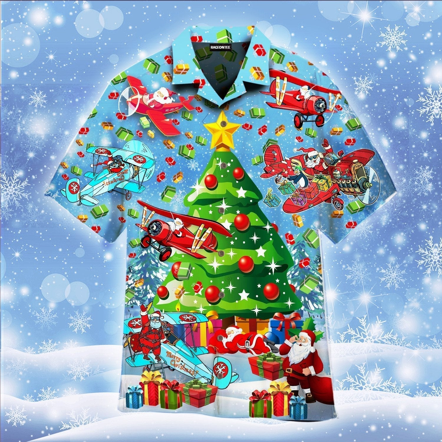 Christmas Fly With Santa On An Airplane Hawaiian Shirt