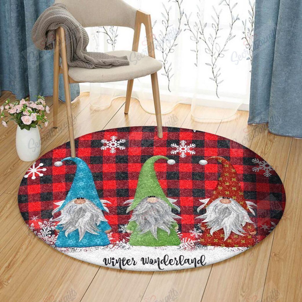 Christmas Gnome Round Rug Carpet Bedroom Livingroom Home Decor