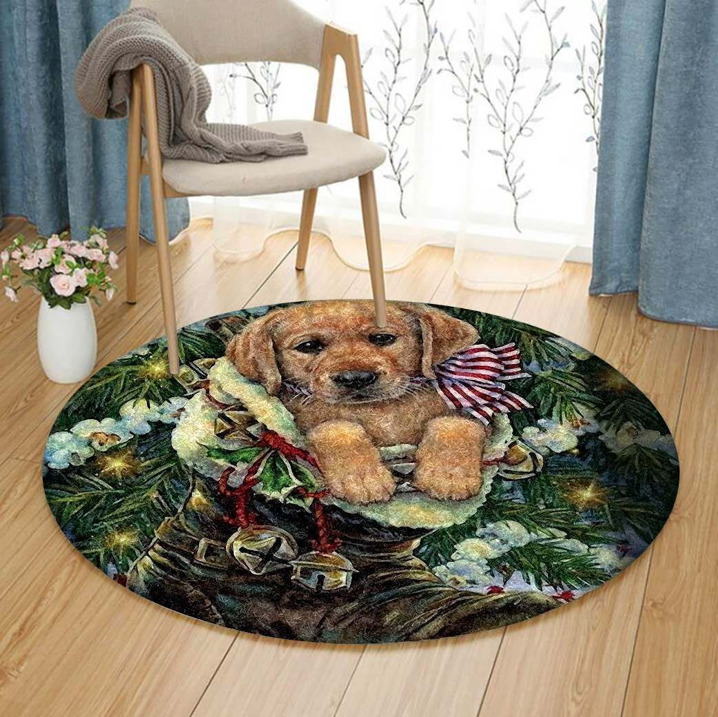 Christmas Labrador Retriever Round Rug Carpet Bedroom Livingroom Home Decor