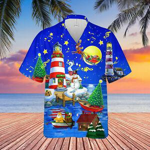Christmas Lighthouse Hawaiian Shirt