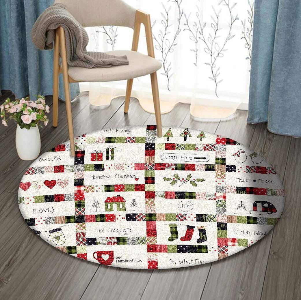 Christmas Limited Edition Round Rug Carpet Bedroom Livingroom Home Decor