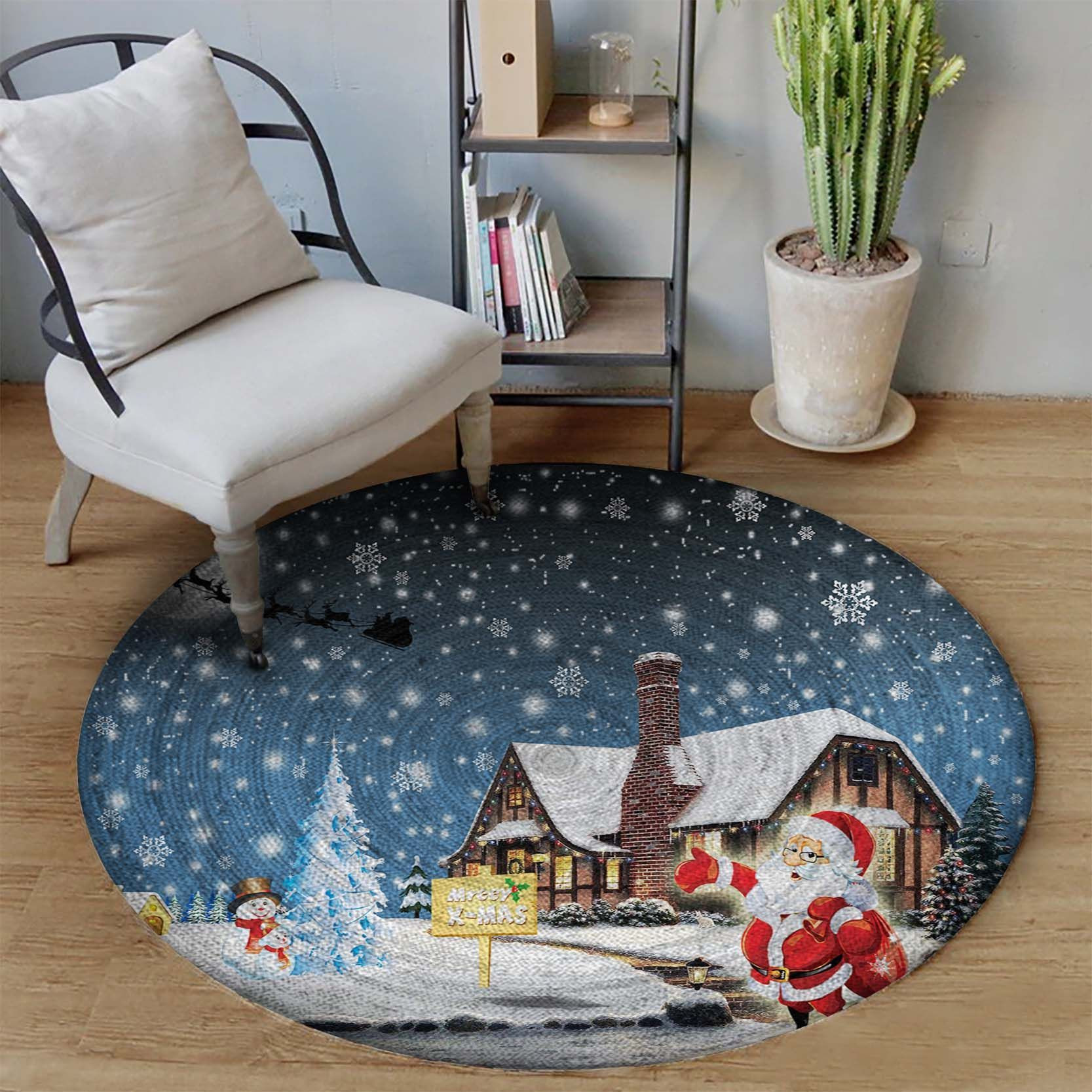 Christmas Limited Edition Round Rug Carpet Bedroom Livingroom Home Decor