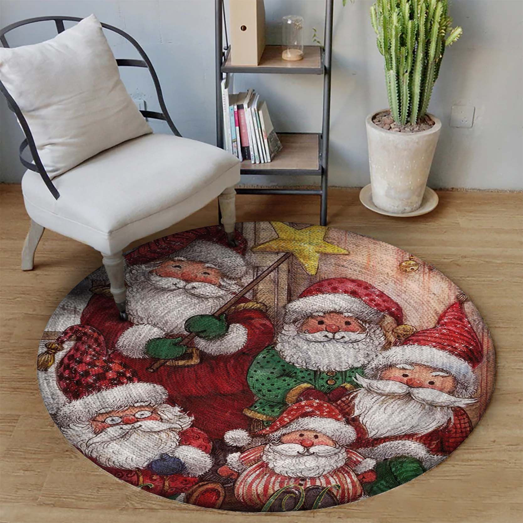Christmas Limited Edition Round Rug Carpet Bedroom Livingroom Home Decor