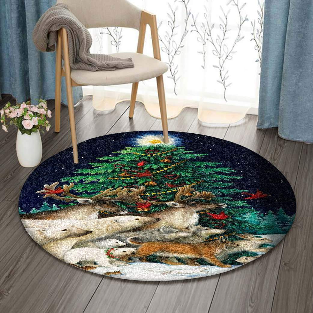 Christmas Limited Edition Round Rug Carpet Bedroom Livingroom Home Decor