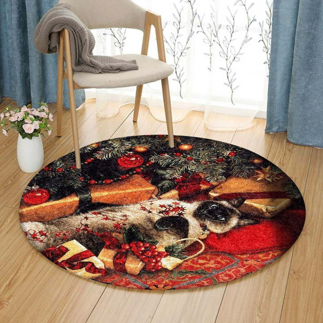 Christmas Little Cat Round Rug Carpet Bedroom Livingroom Home Decor