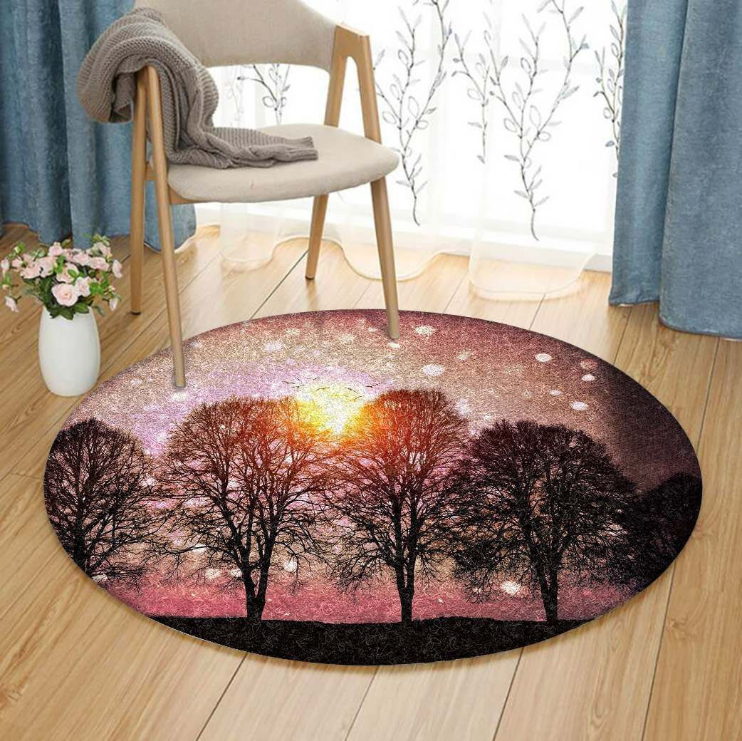Christmas Night Round Rug Carpet Bedroom Livingroom Home Decor