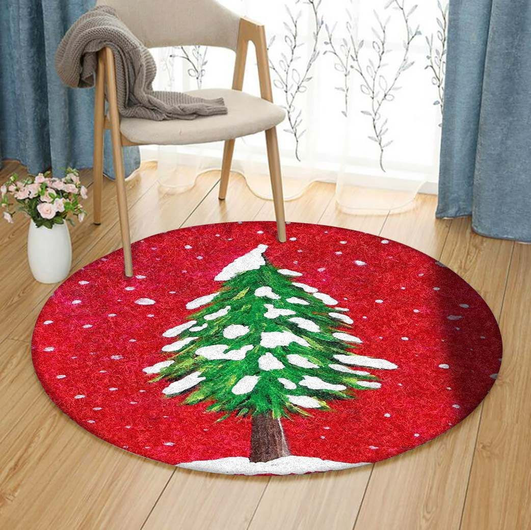 Christmas Pine Round Rug Carpet Bedroom Livingroom Home Decor