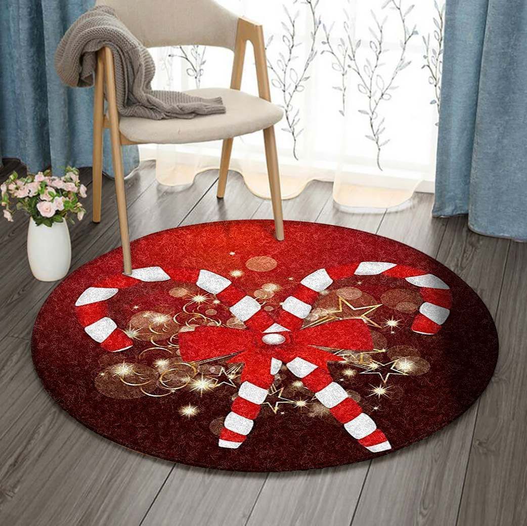 Christmas Red And White Pattern Round Rug Carpet Bedroom Livingroom Home Decor