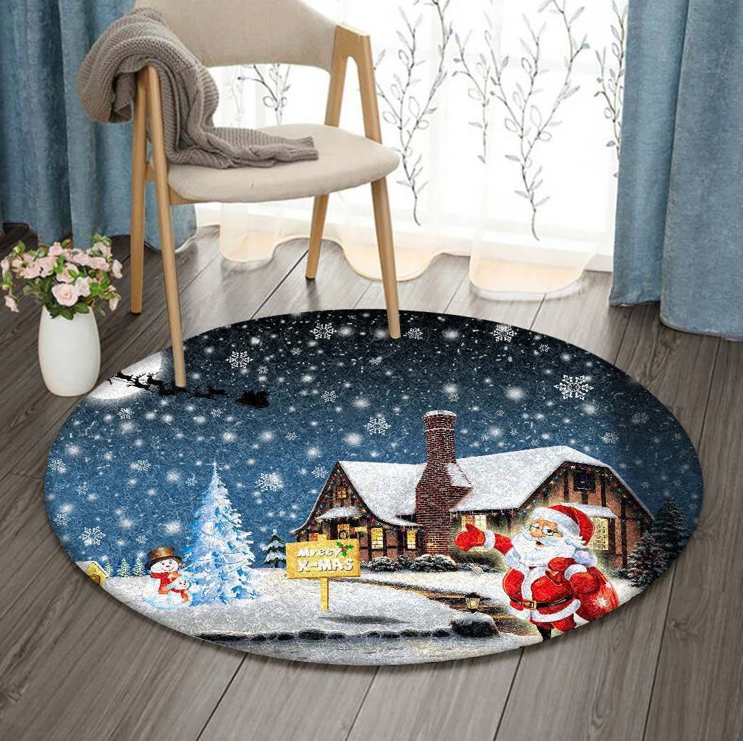 Christmas Round Rug Carpet Bedroom Livingroom Home Decor