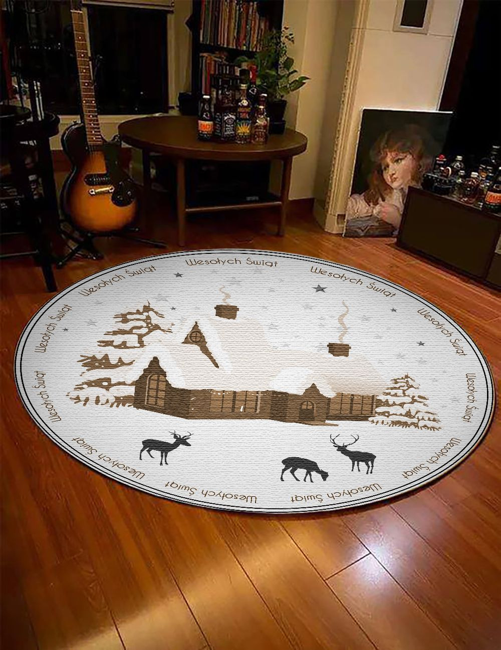 Christmas Round Rug Carpet Bedroom Livingroom Home Decor