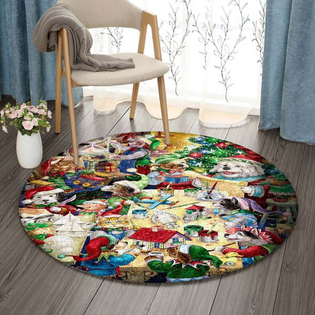 Christmas Round Rug Carpet Bedroom Livingroom Home Decor