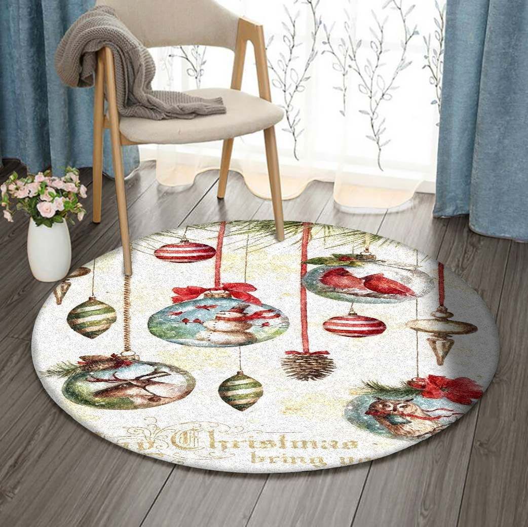 Christmas Round Rug Carpet Bedroom Livingroom Home Decor