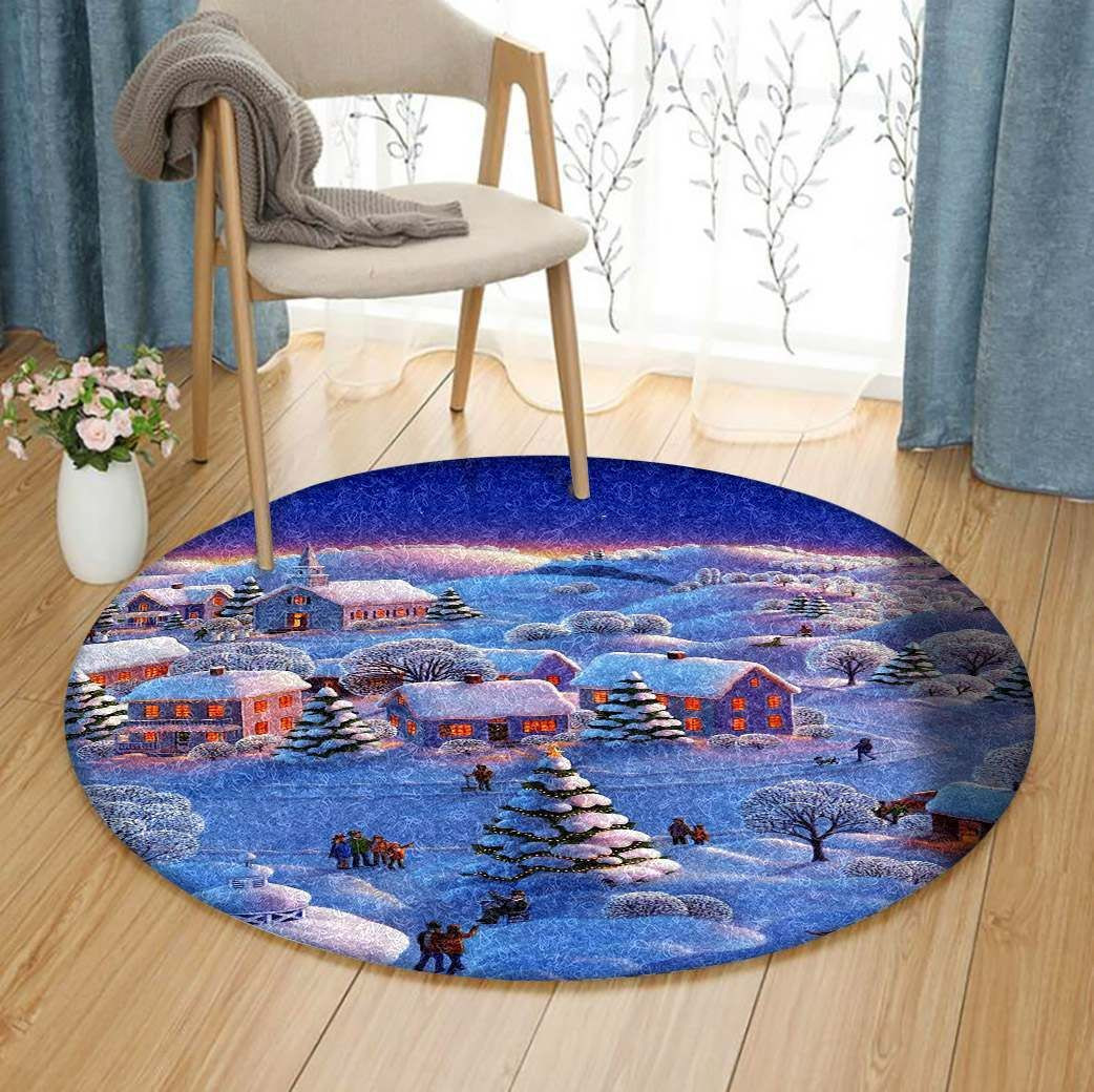Christmas Round Rug Carpet Bedroom Livingroom Home Decor