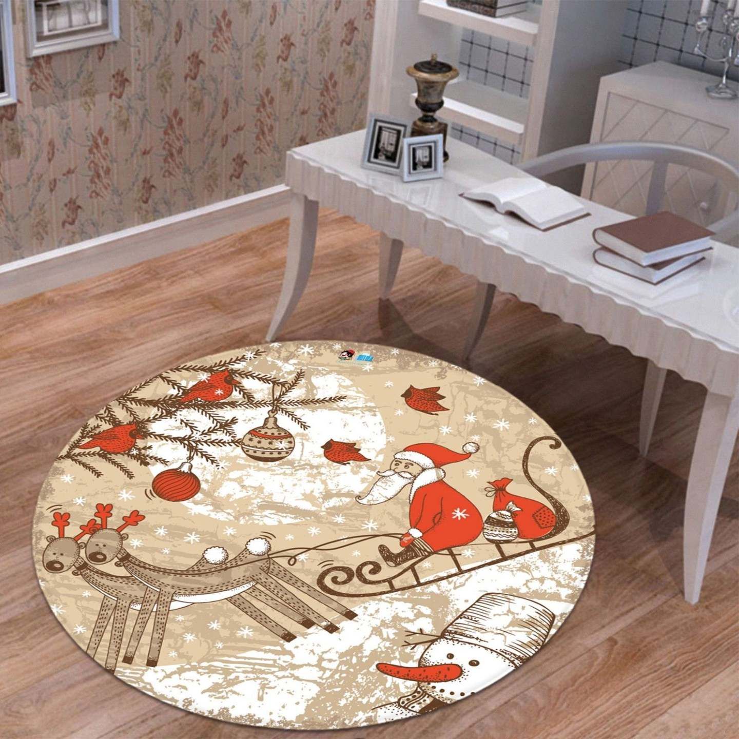 Christmas Round Rug Carpet Bedroom Livingroom Home Decor