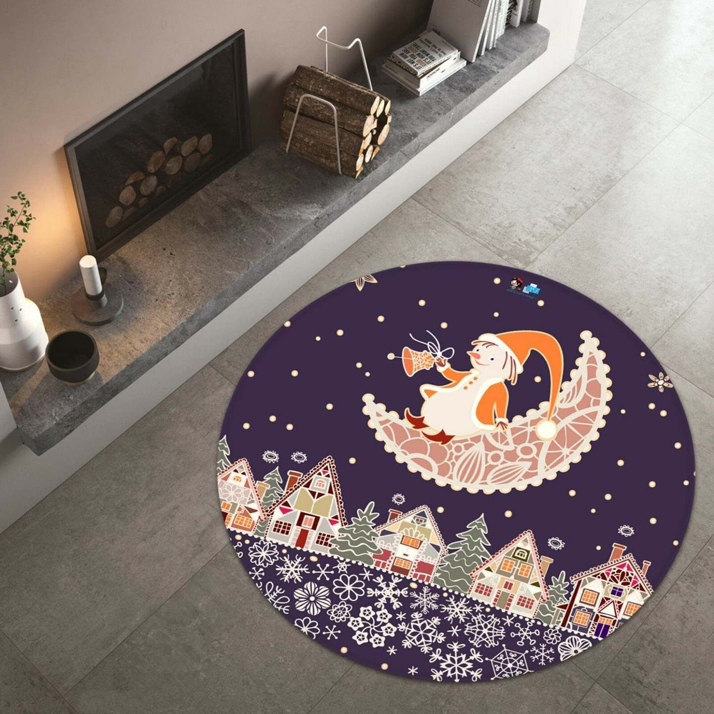 Christmas Round Rug Carpet Bedroom Livingroom Home Decor