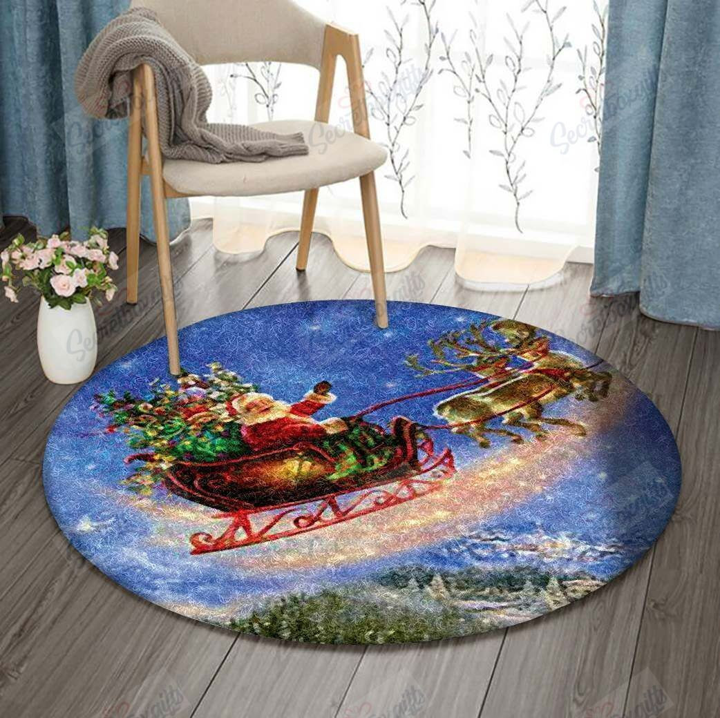 Christmas Round Rug Carpet Bedroom Livingroom Home Decor