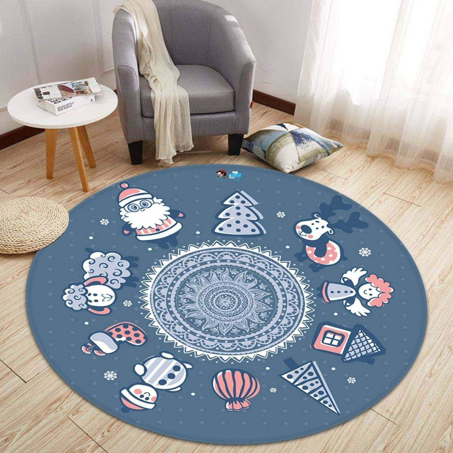 Christmas Round Rug Carpet Bedroom Livingroom Home Decor