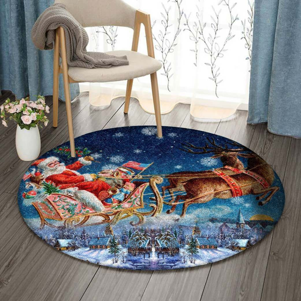 Christmas Round Rug Carpet Bedroom Livingroom Home Decor