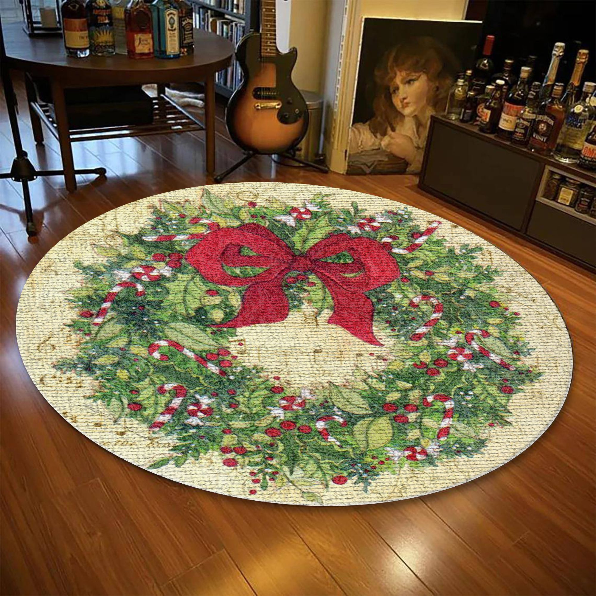 Christmas Round Rug Carpet Bedroom Livingroom Home Decor