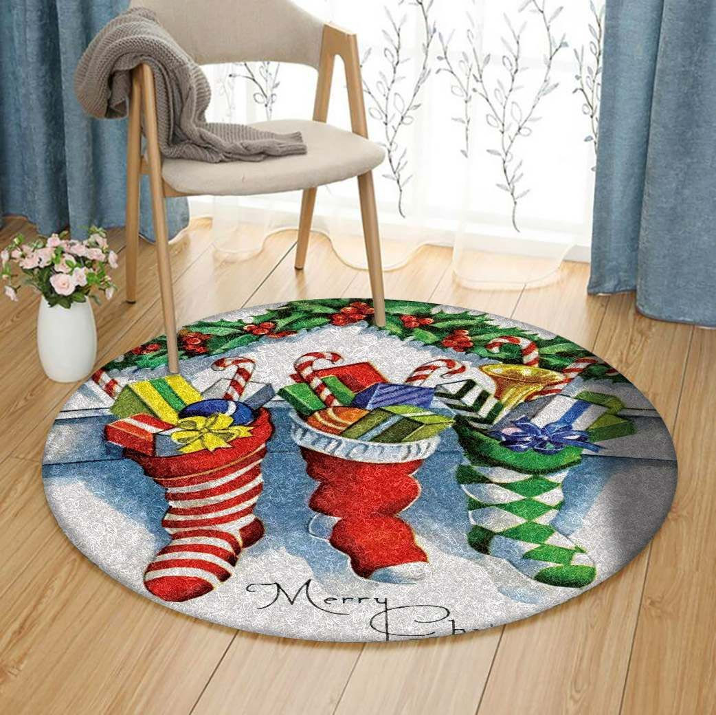 Christmas Round Rug Carpet Bedroom Livingroom Home Decor