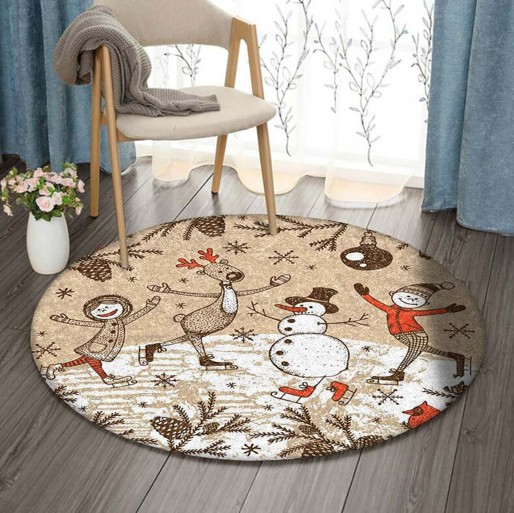Christmas Round Rug Carpet Bedroom Livingroom Home Decor