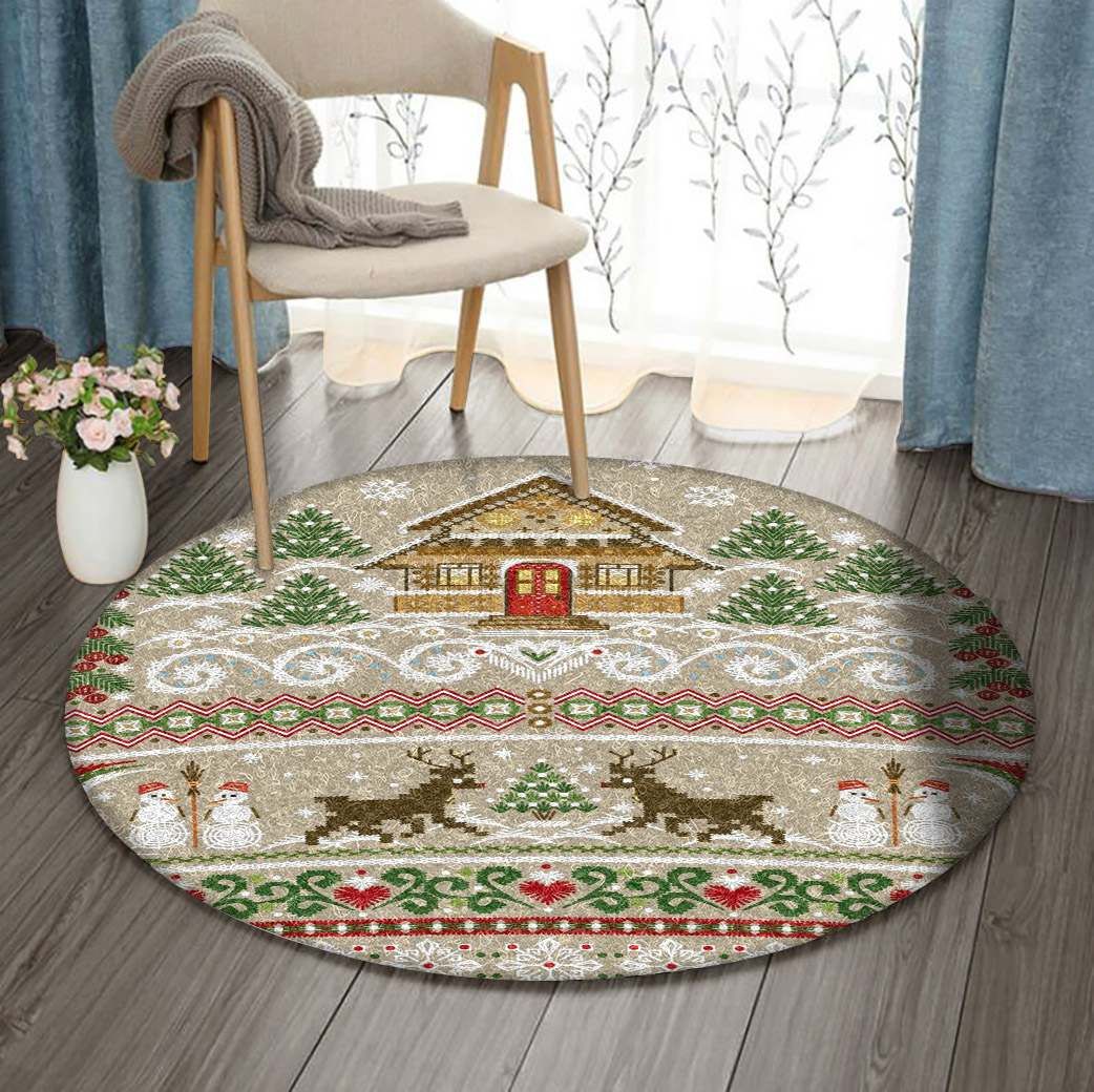 Christmas Round Rug Carpet Bedroom Livingroom Home Decor