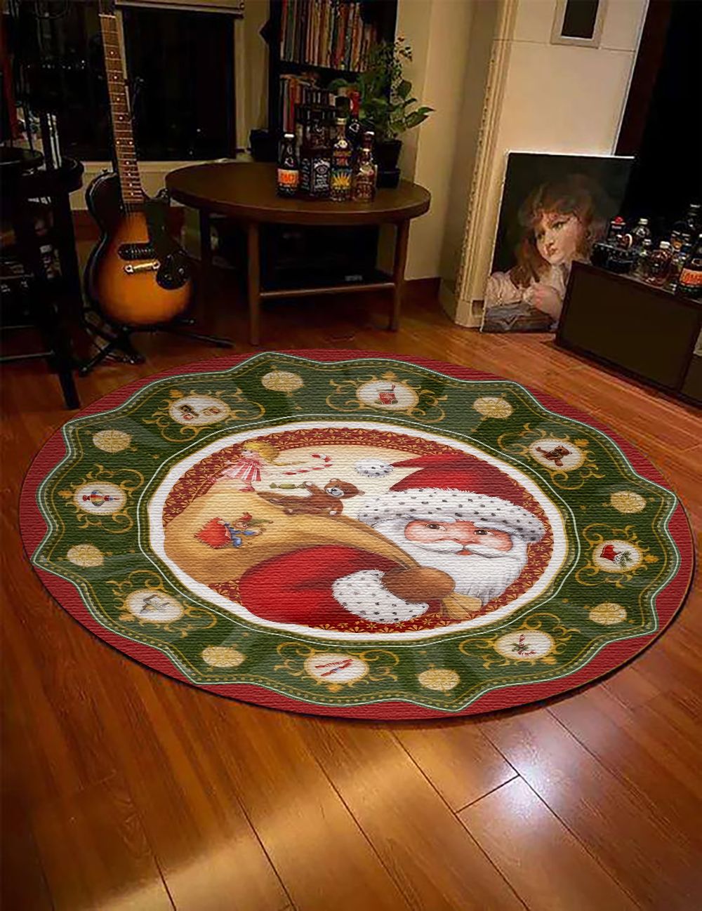 Christmas Round Rug Carpet Bedroom Livingroom Home Decor