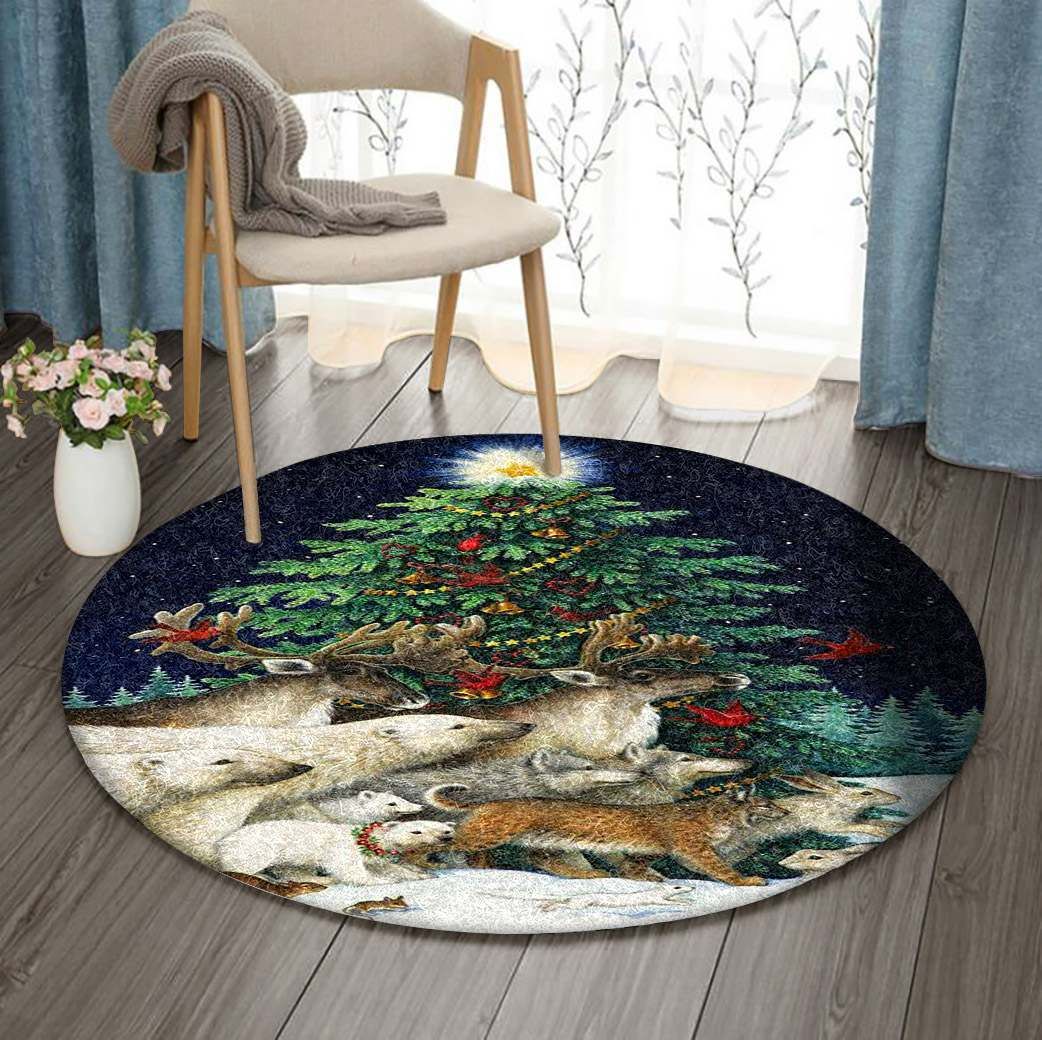 Christmas Round Rug Carpet Bedroom Livingroom Home Decor