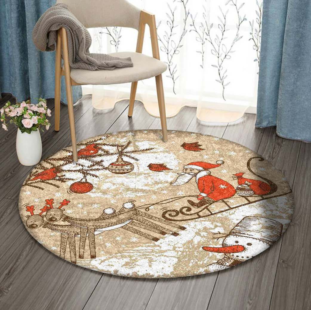 Christmas Round Rug Carpet Bedroom Livingroom Home Decor