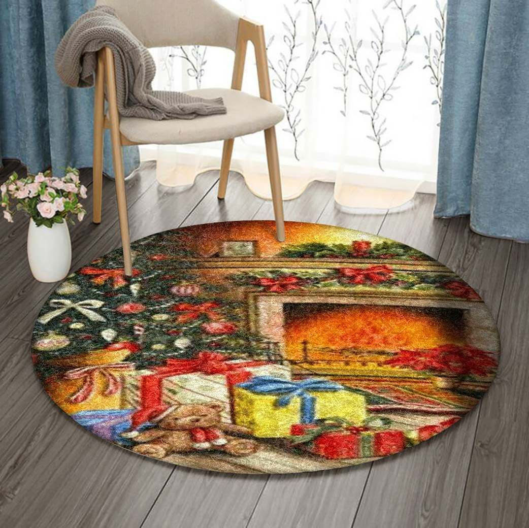 Christmas Round Rug Carpet Bedroom Livingroom Home Decor