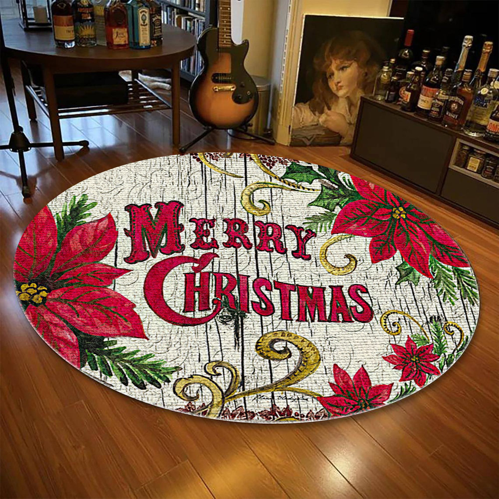 Christmas Round Rug Carpet Bedroom Livingroom Home Decor