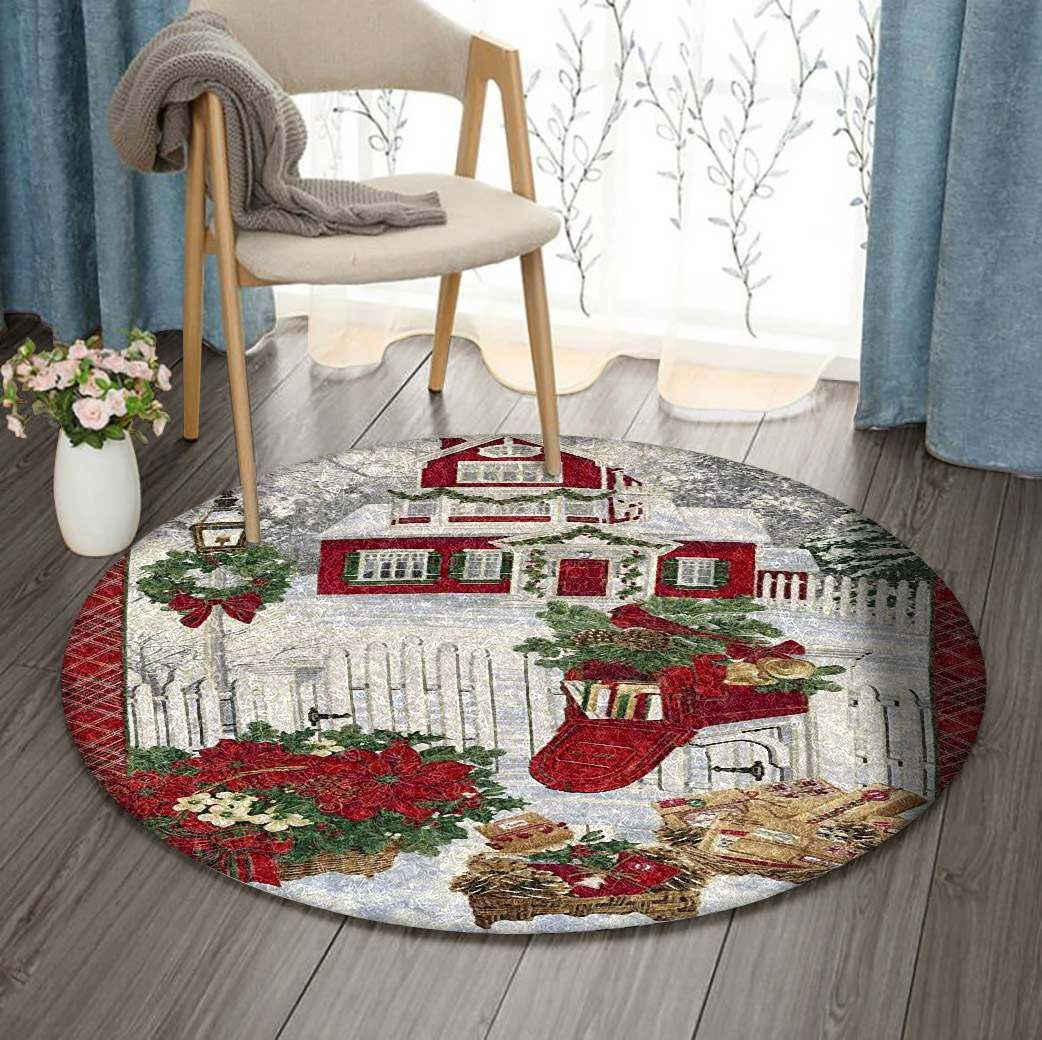 Christmas Round Rug Carpet Bedroom Livingroom Home Decor