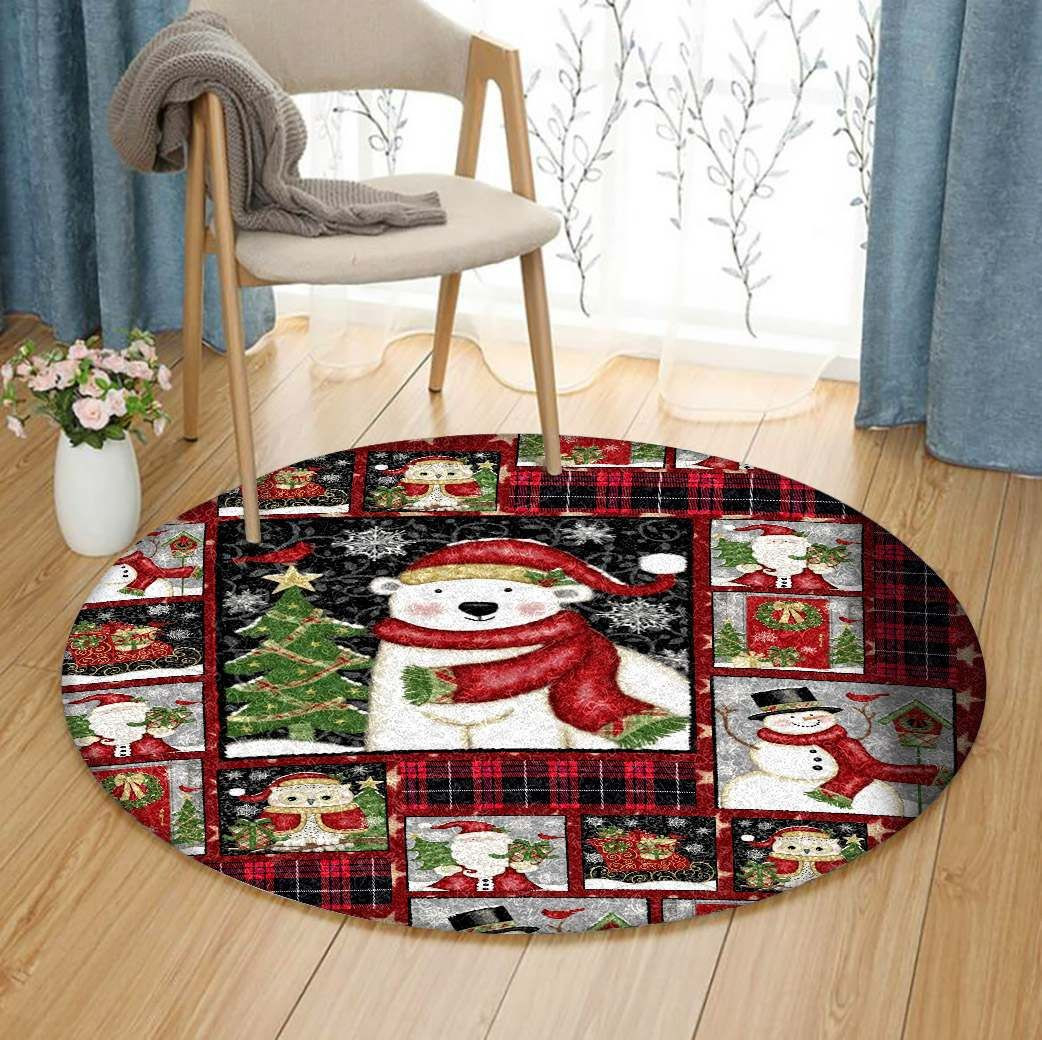 Christmas Round Rug Carpet Bedroom Livingroom Home Decor