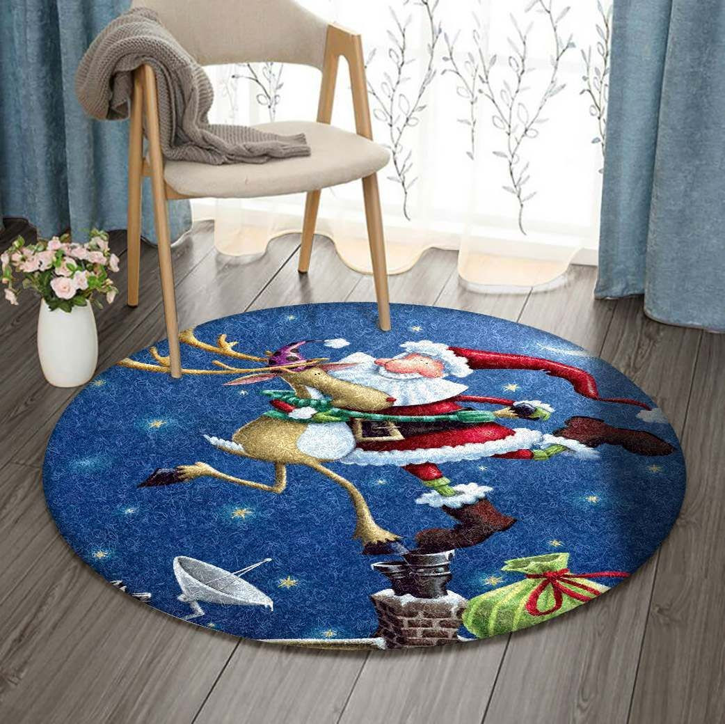 Christmas Round Rug Carpet Bedroom Livingroom Home Decor