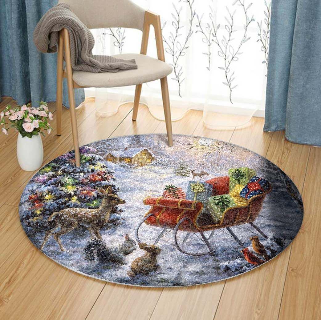 Christmas Round Rug Carpet Bedroom Livingroom Home Decor