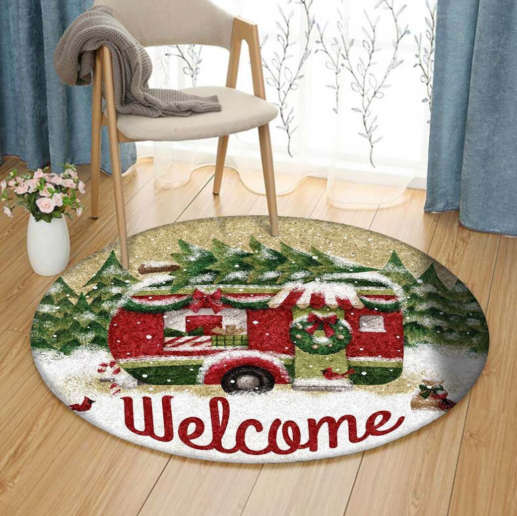 Christmas Round Rug Carpet Bedroom Livingroom Home Decor