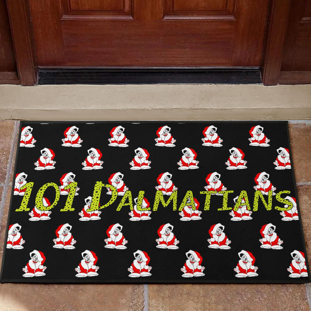 Christmas Rubber Doormat | 101 Dalmatians Dog Wearing Xmas Clothes Patterns Rubber Doormat Home Decor