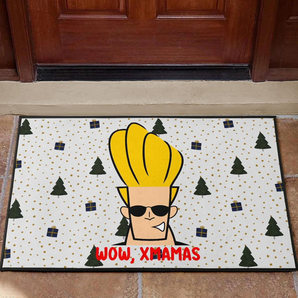 Christmas Rubber Doormat | Cool Johnny Bravo Wow Xmamas Patterns Rubber Doormat Home Decor NT101101