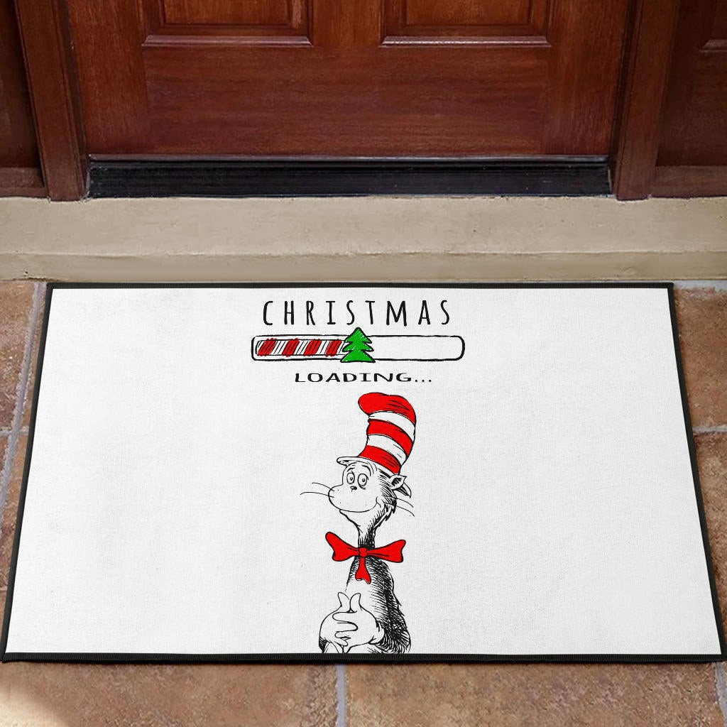 Christmas Rubber Doormat | Dr. Seuss Cat Christmas Loading Rubber Doormat Home Decor