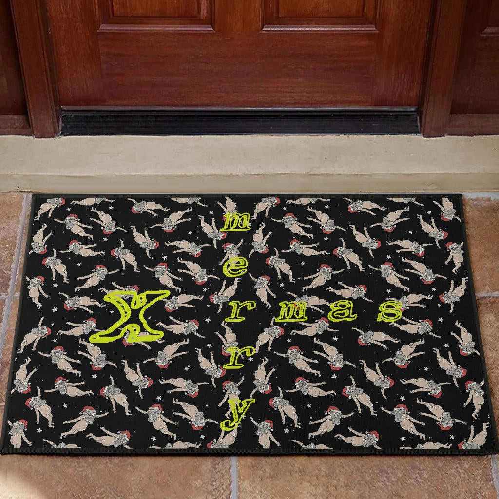 Christmas Rubber Doormat | Rick Morty Ruben Floating Santa Patterns Rubber Doormat Home Decor