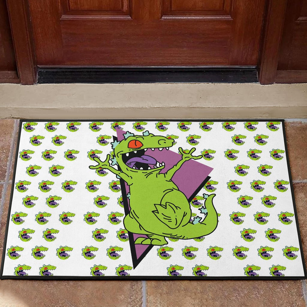 Christmas Rubber Doormat | Smiling Happy Reptar T-Rex Head Patterns Rubber Doormat Home Decor NT101105