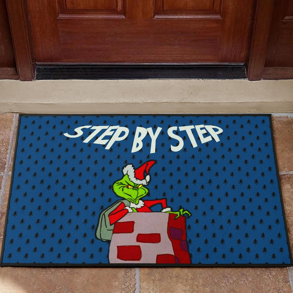 Christmas Rubber Doormat | Step By Step Grinch Stealing Xmas Rubber Doormat Home Decor